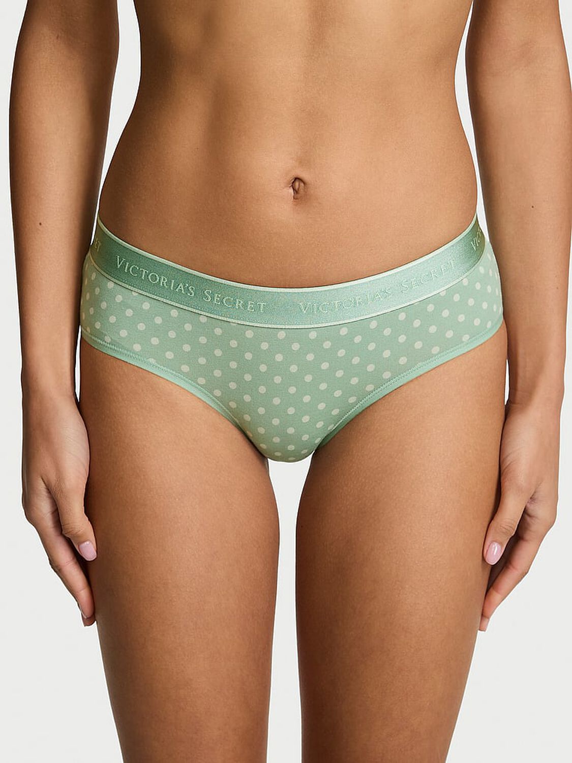vs Cotton Logo Cotton Hiphugger Panty Sweet Spearmint Dots 1 of 2 
