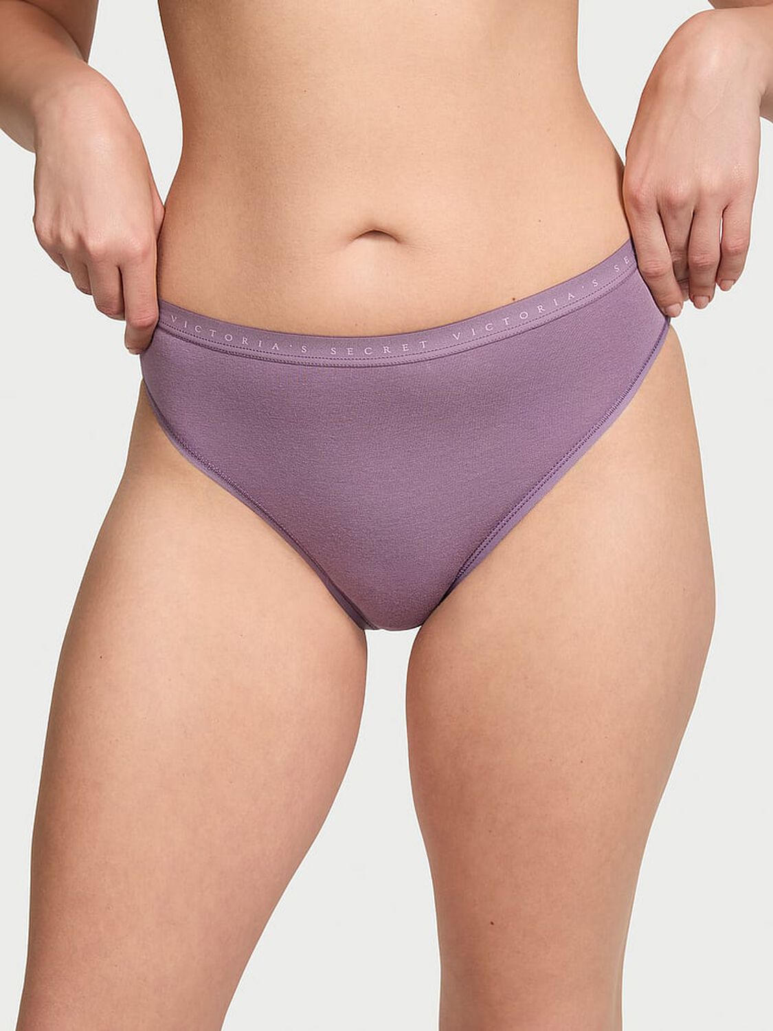 vs Victoria's Secret Stretch Cotton High-Leg Brief Panty Frozen Plum 1 of 3 