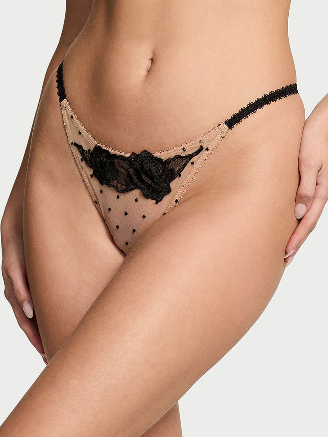 vs Very Sexy Sheer Rose Brazilian Panty Praline 1 of 3 