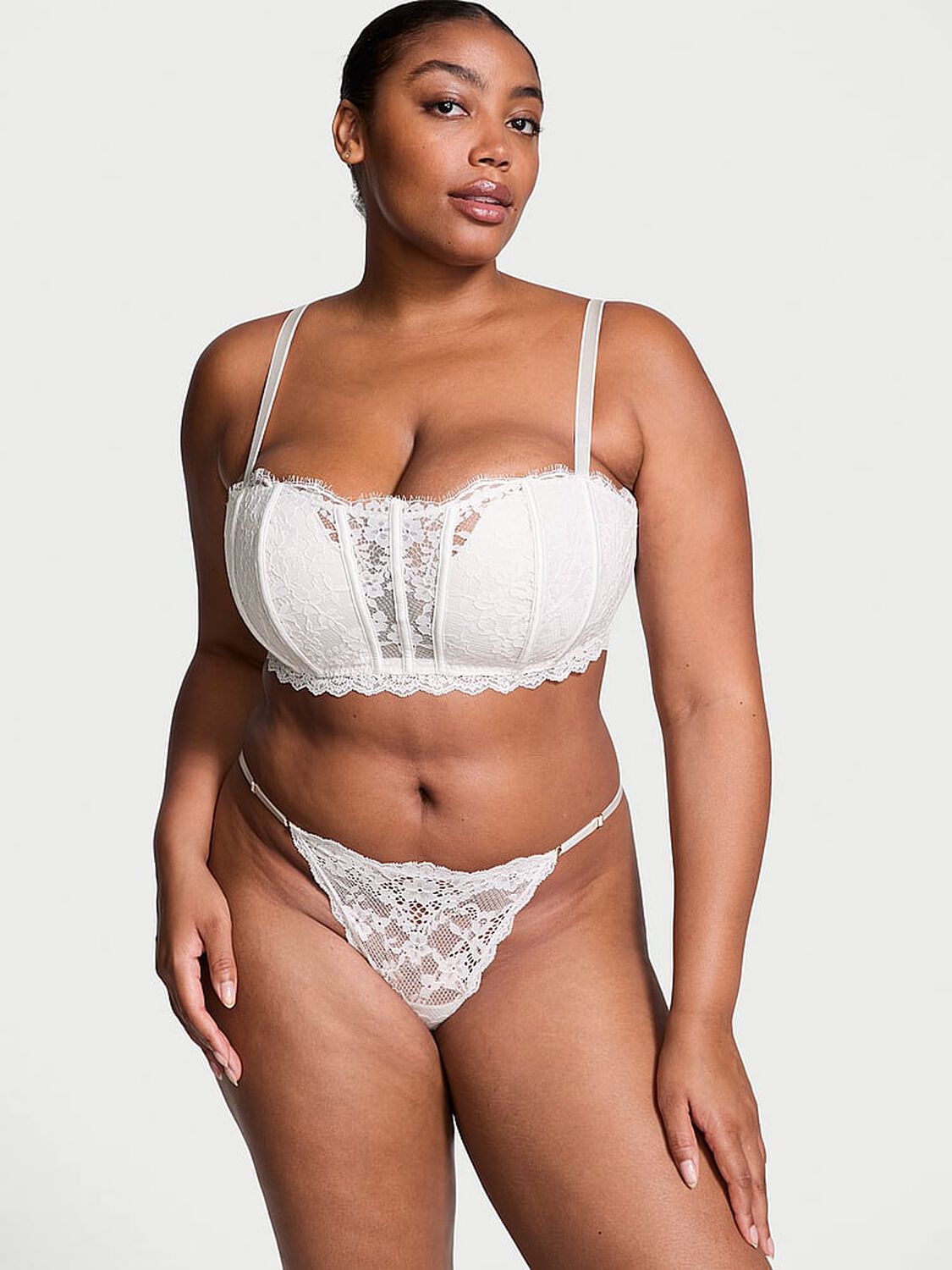 vs Dream Angels Lace Lightly Lined Bandeau Coconut White 4 of 4 