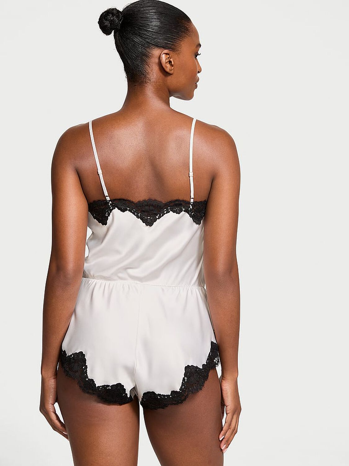 vs Victoria's Secret Satin Lace-Trim Romper 2 of 3 