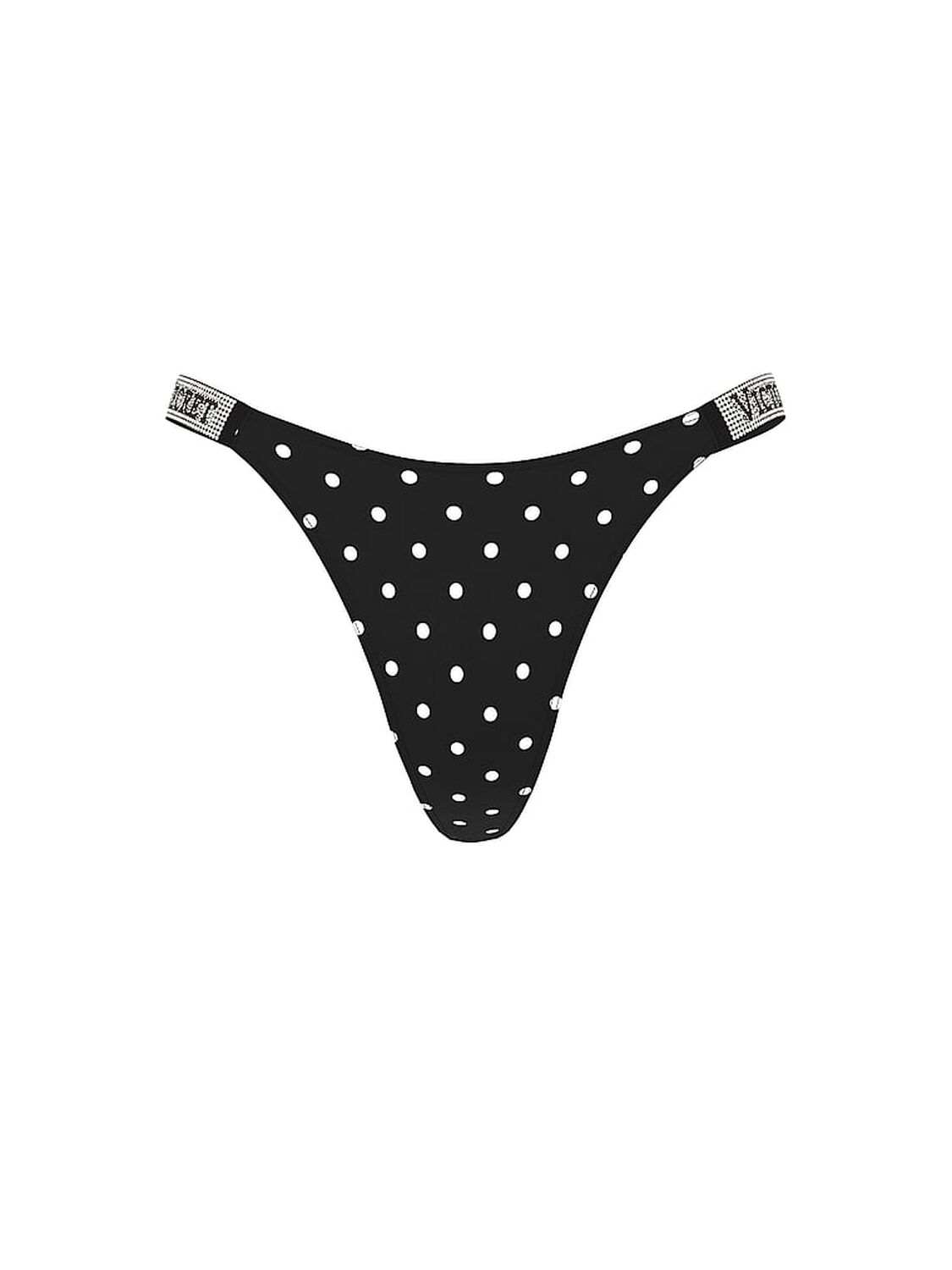 vs Very Sexy Shine Strap Thong Panty Black Dots 3 of 4 