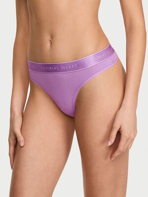 Logo Cotton Thong Panty