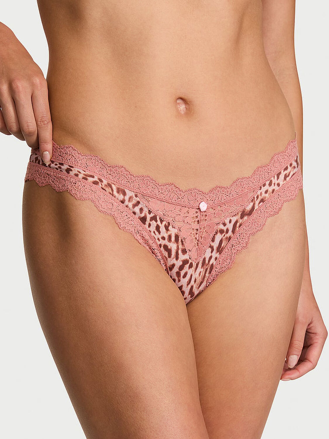 vs Dream Angels Lace-Trim Brazilian Panty Print 1 of 2 