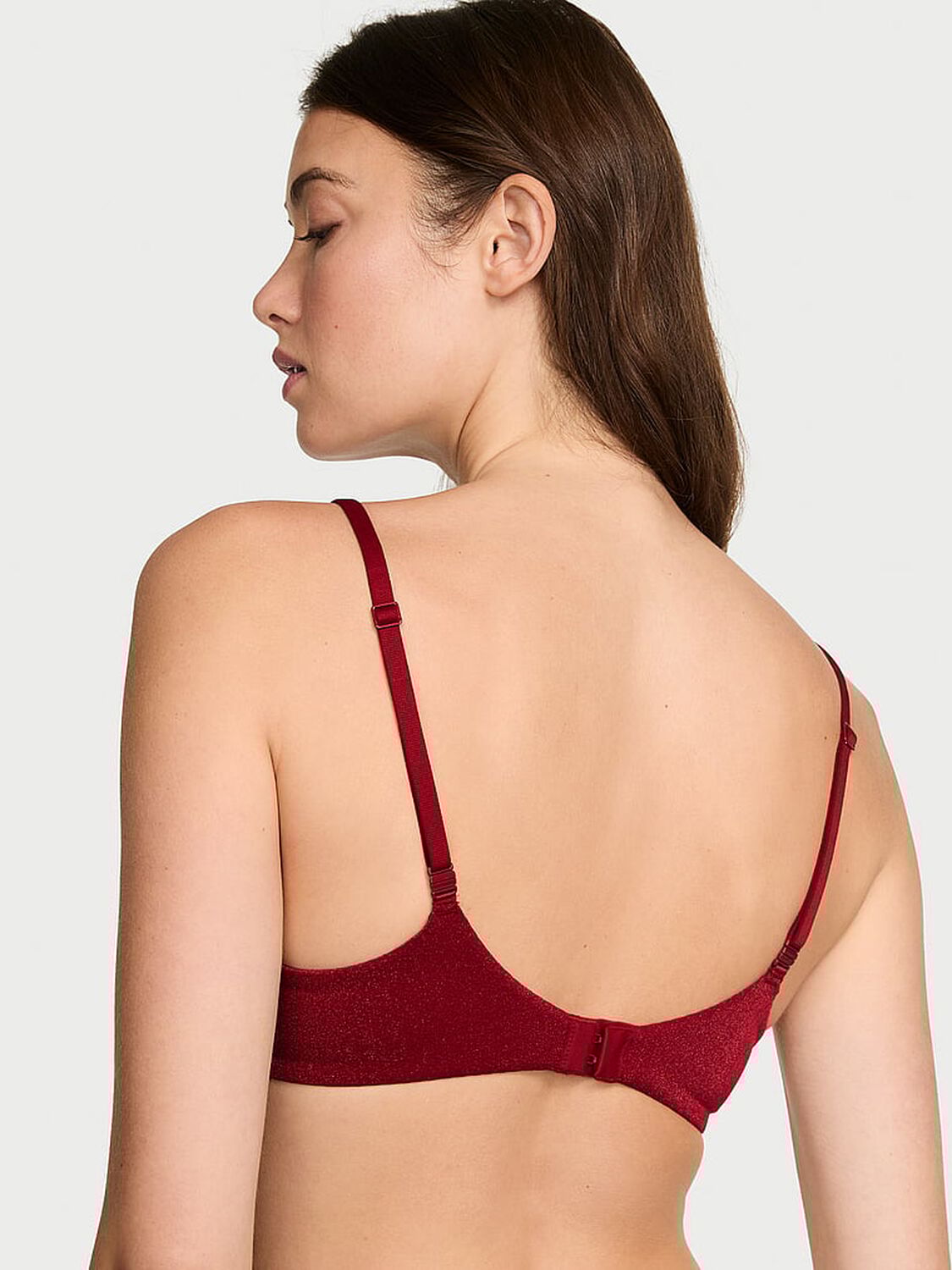 vs Body By Victoria Shimmer Invisible Lift Unlined Demi Bra Red Lacquer 2 of 2 