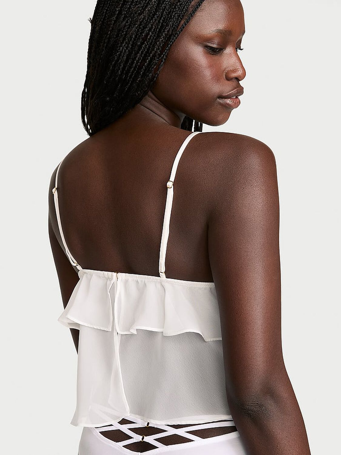 vs Dream Angels Lace & Chiffon Flutter Triangle Bra Top Coconut White 2 of 2 