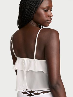 Lace & Chiffon Flutter Triangle Bra Top