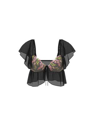 Wisteria Embroidery Flutter Bra Top
