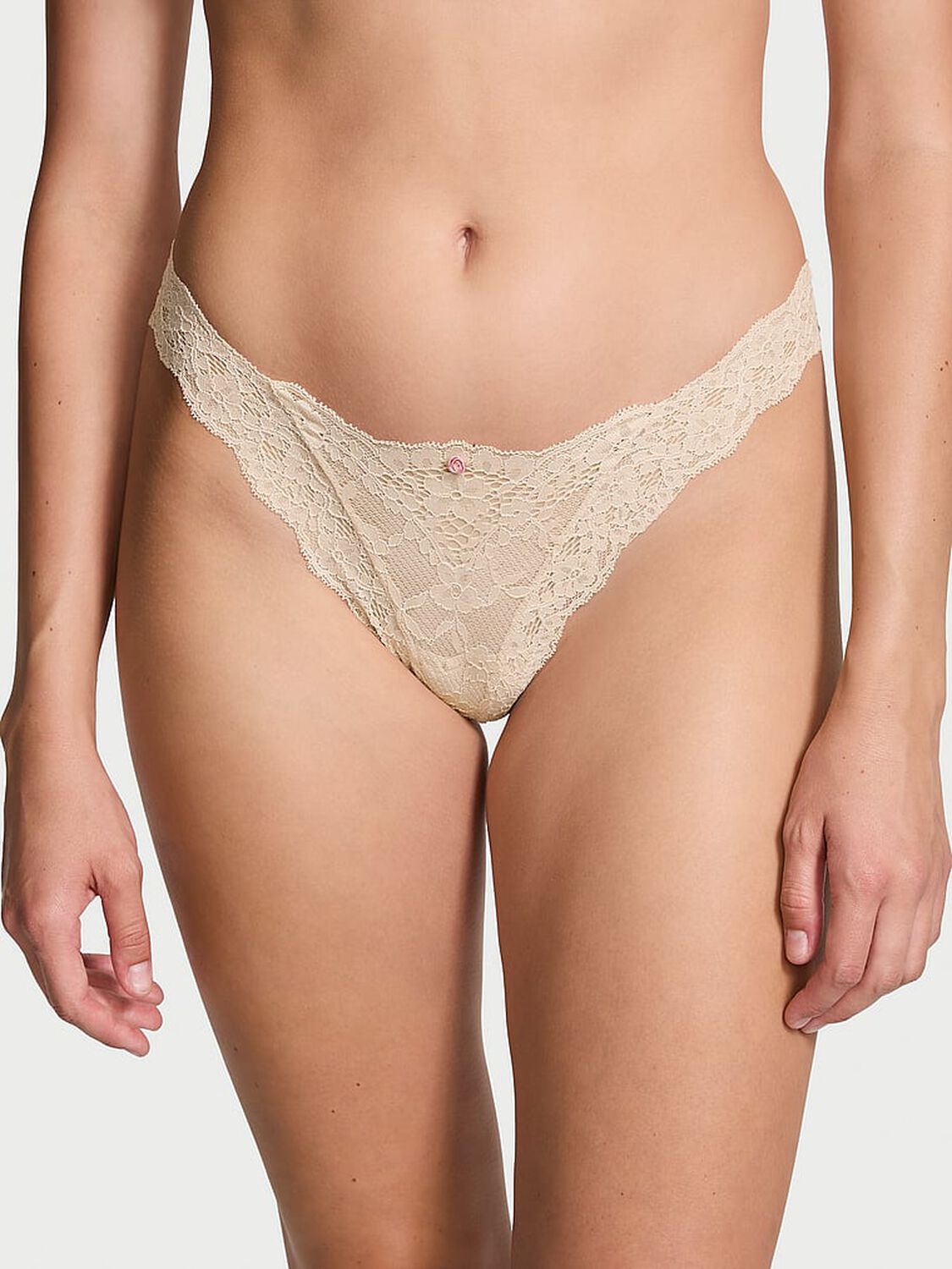 vs Dream Angels Lace Brazilian Panty Marzipan 1 of 3 