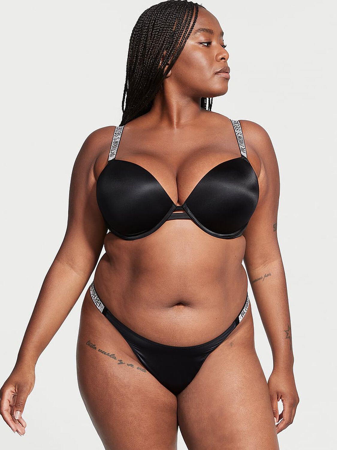 vs Very Sexy Shine Strap Thong Panty Black 1 of 3 
