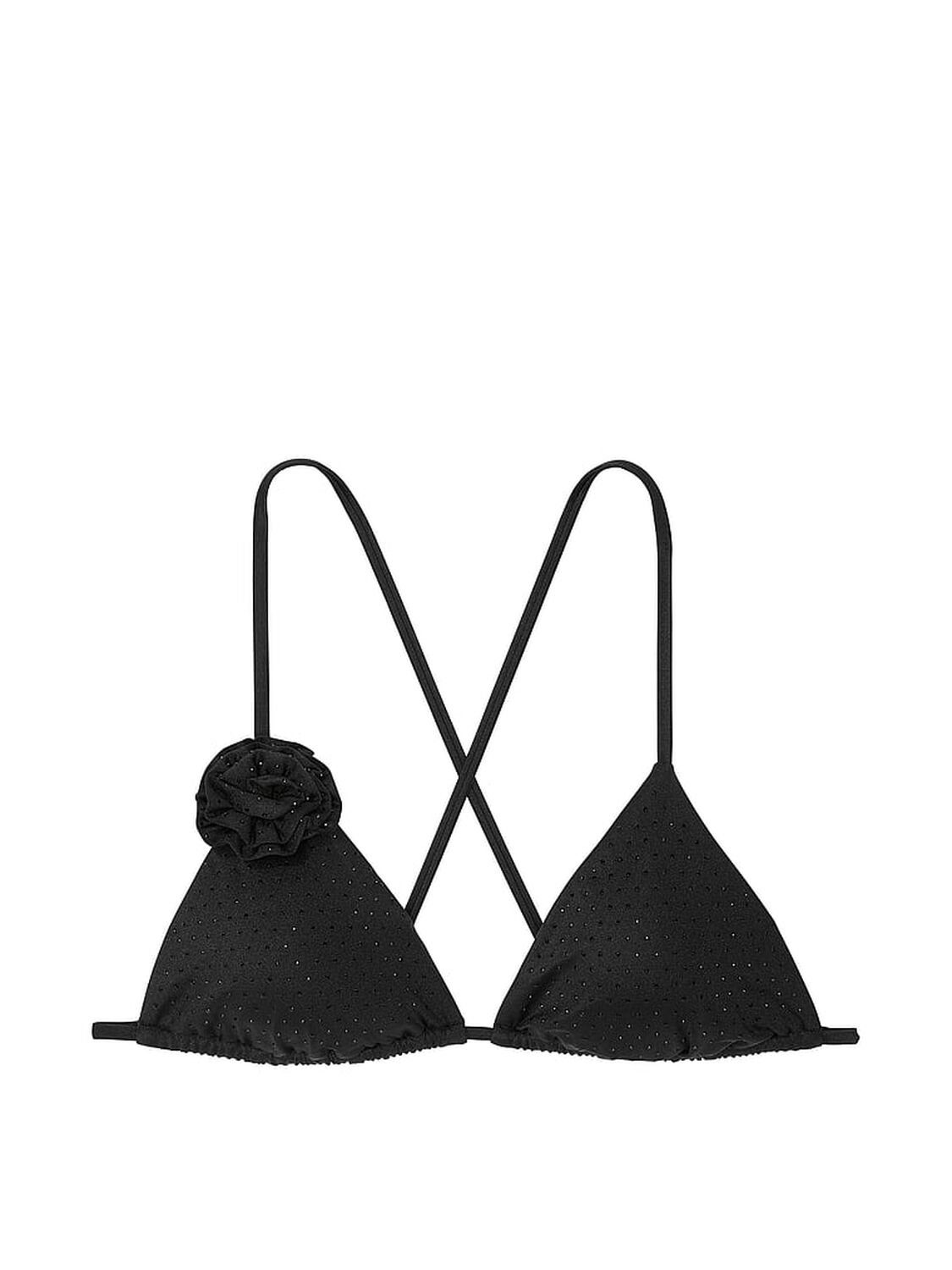 vs Victoria's Secret Swim Rosette Shine Triangle Bikini Top Black 3 of 3 