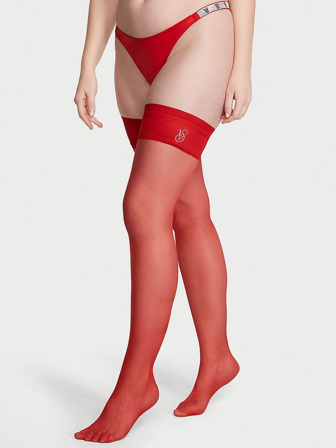 vs Very Sexy Crystal Logo Thigh Highs Lipstick 1 of 5 
