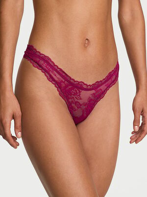 Rose Lace High-Leg Thong Panty