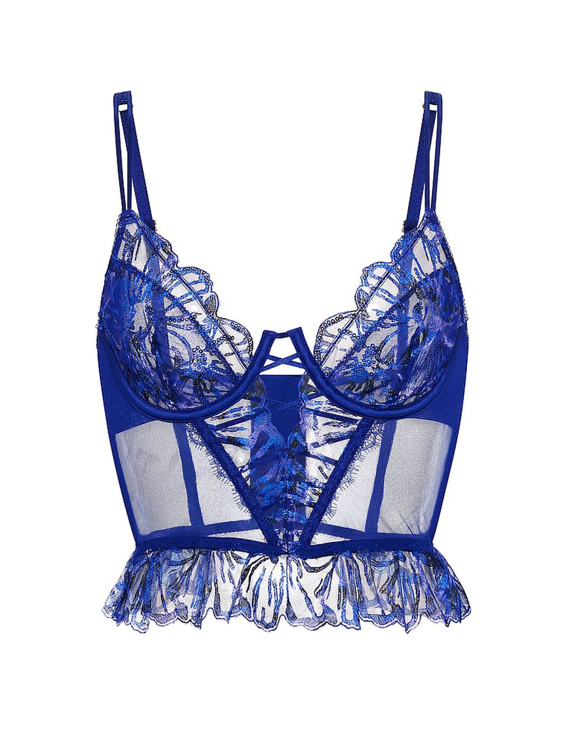 vs Very Sexy Party Floral Sequin Embroidery Plunge Bra Top Blue Party Floral 3 of 4 