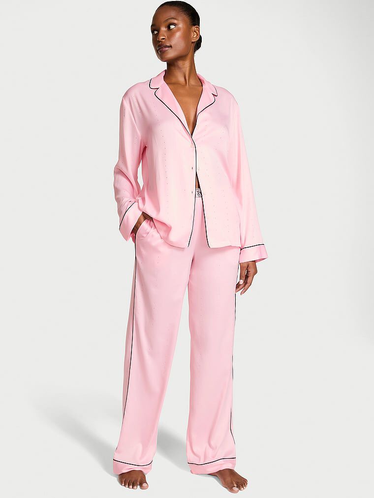 Satin Shine Stripe Long Pajama Set Pretty Blossom | Victoria's