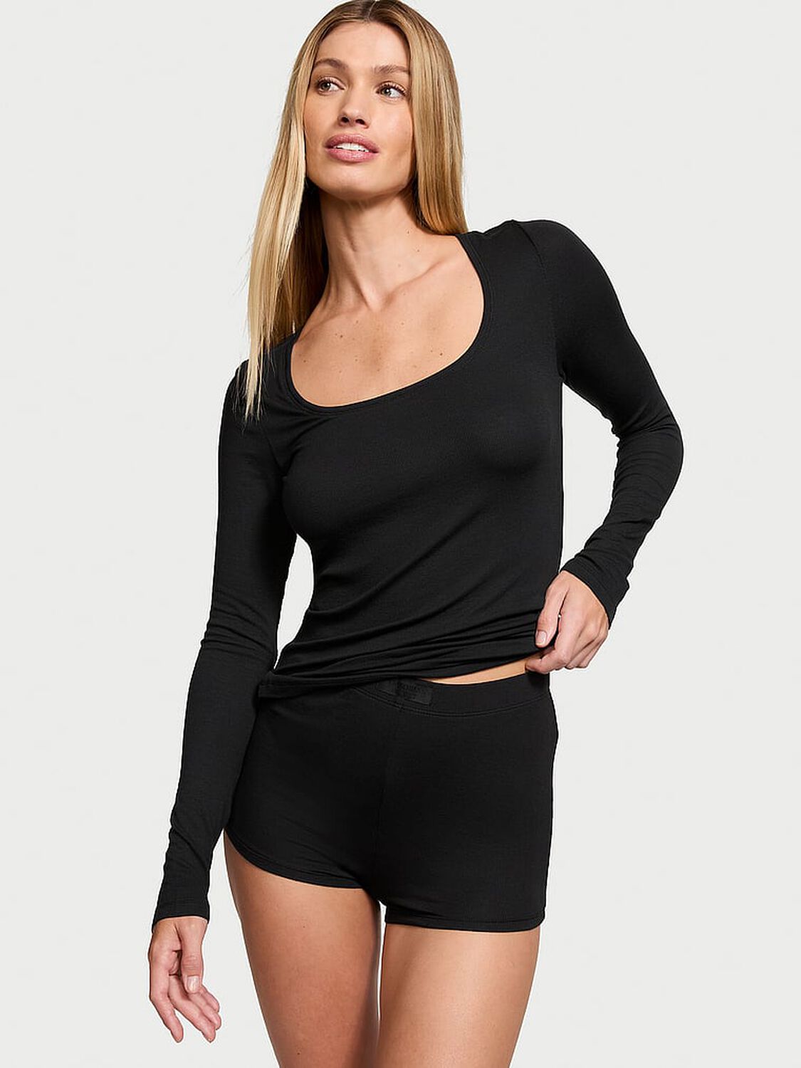 vs Victoria's Secret Ribbed Modal Scoop Long-Sleeve Shortie Set 1 of 3 
