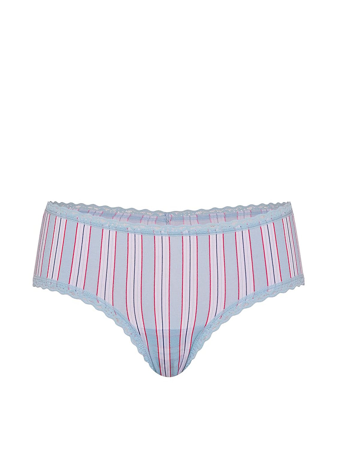 vs Lace Trim Cotton Lace-Waist Cheeky Panty Celestial Blue Stripes 3 of 3 