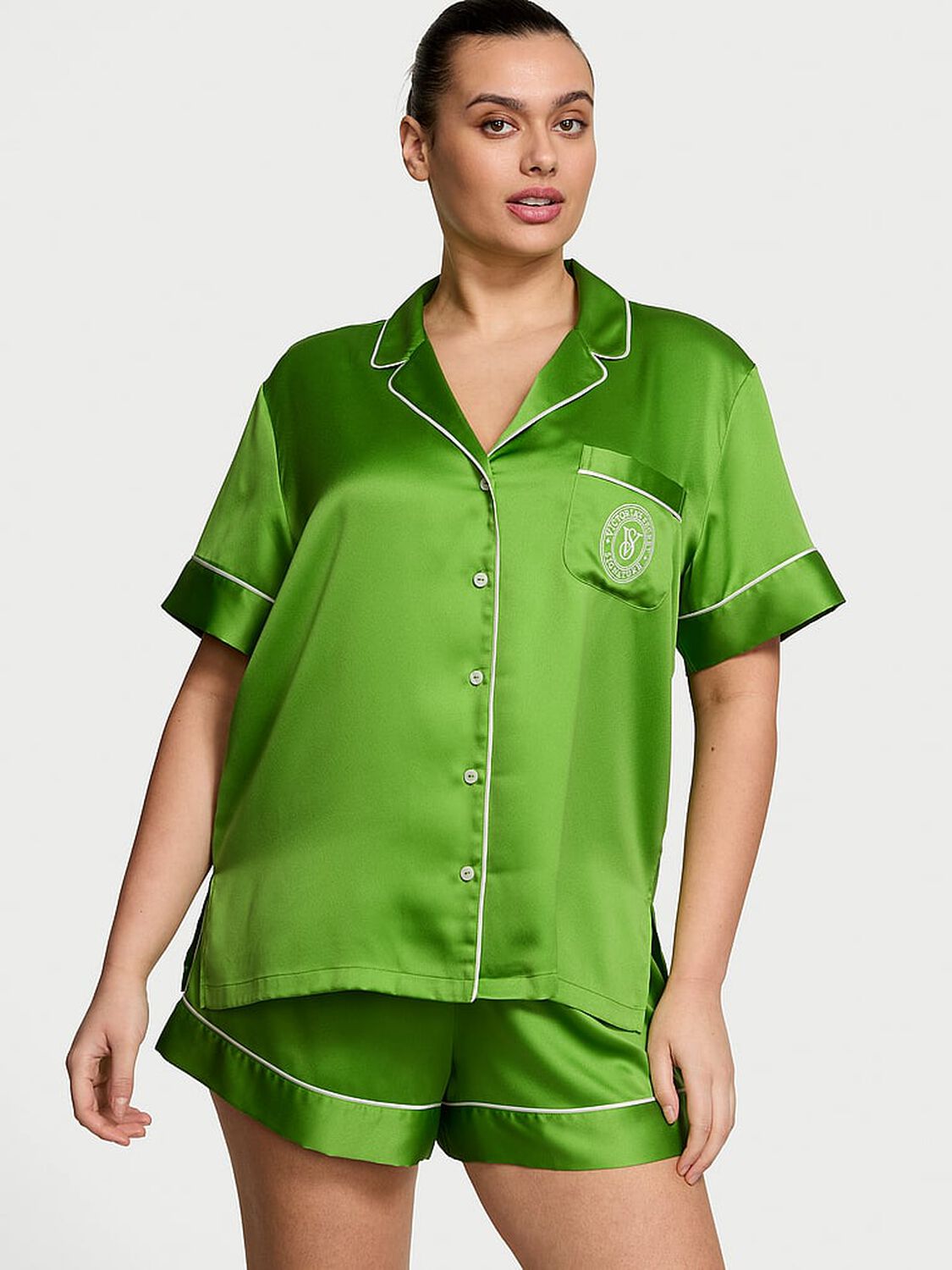 vs Victoria's Secret Glazed Satin Short Pajama Set 1 of 4 