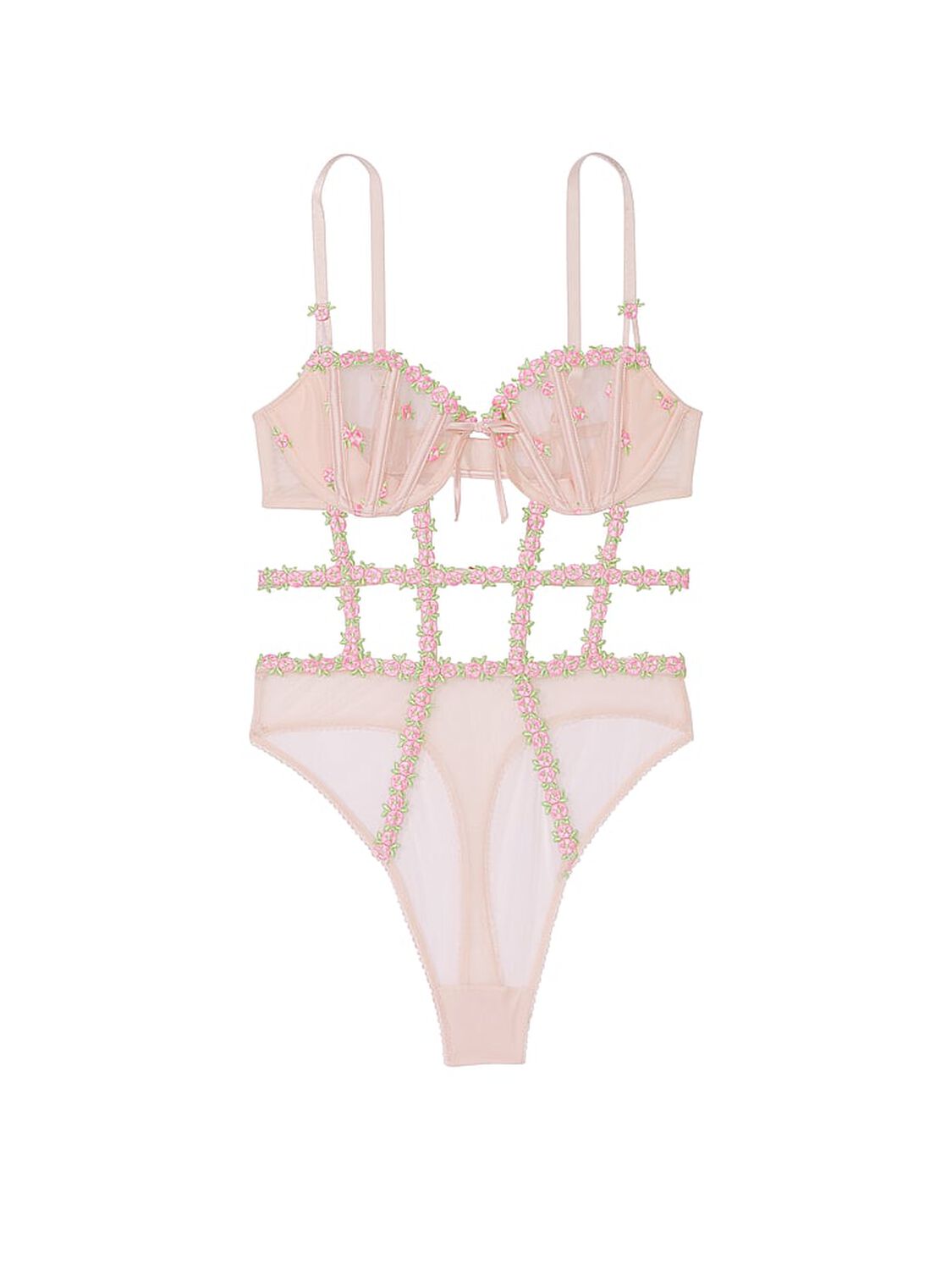 vs Very Sexy Wicked Unlined Rosebud Embroidery Teddy Pink Fizz 3 of 5 