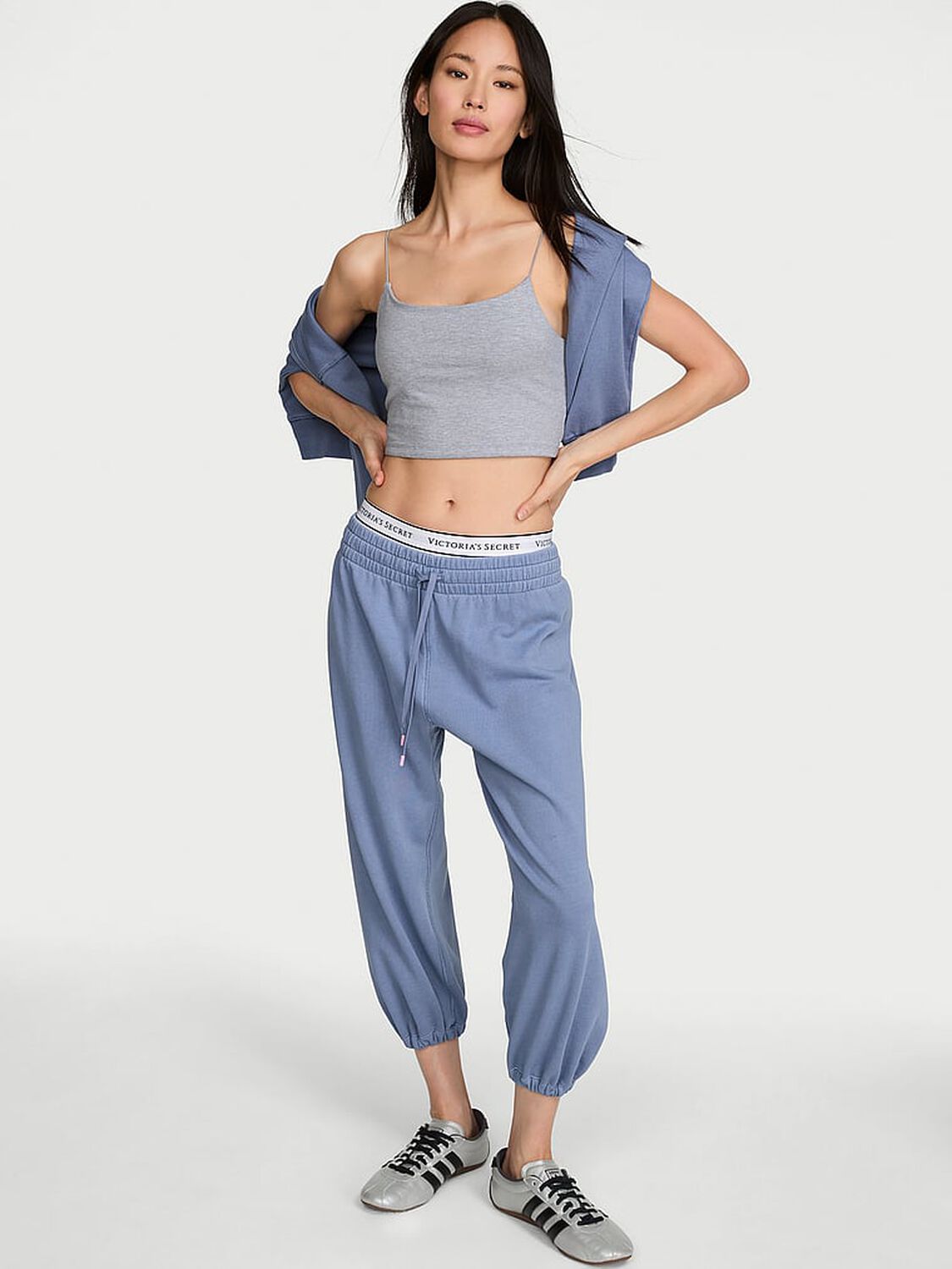 vs Angel Essentials Off-Duty Terry Crop Jogger Sweatpants Washed Moonlight Blue 1 of 3 