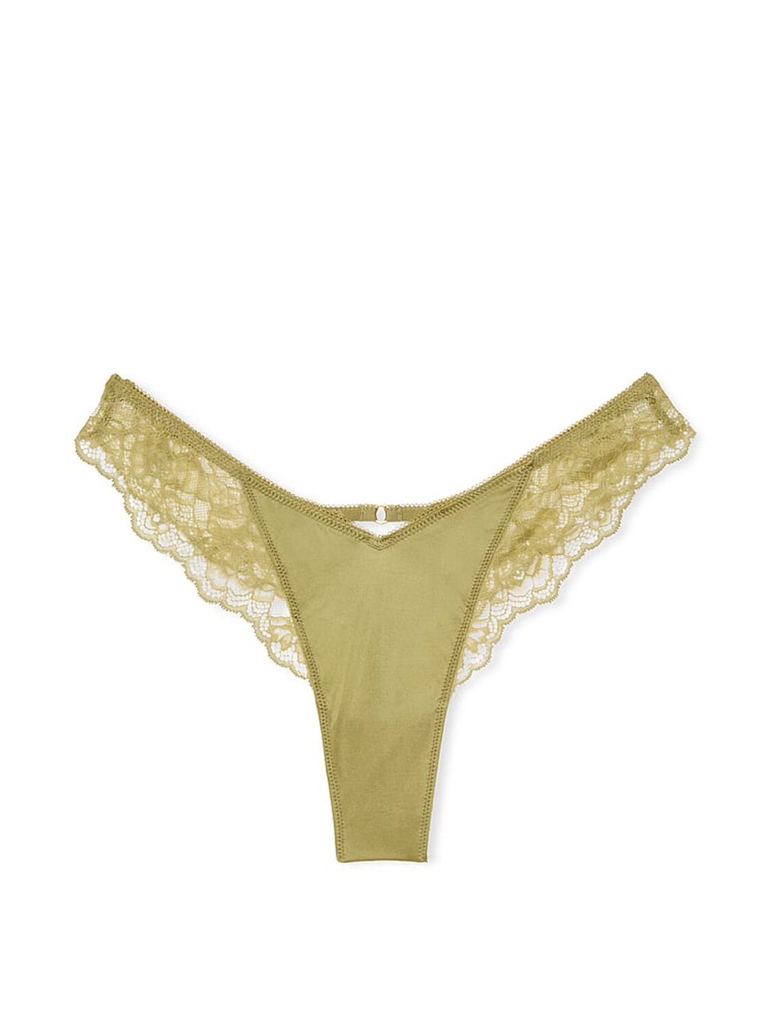 vs Very Sexy Rose Lace-Trim High-Leg Thong Panty Spanish Moss 2 of 3 