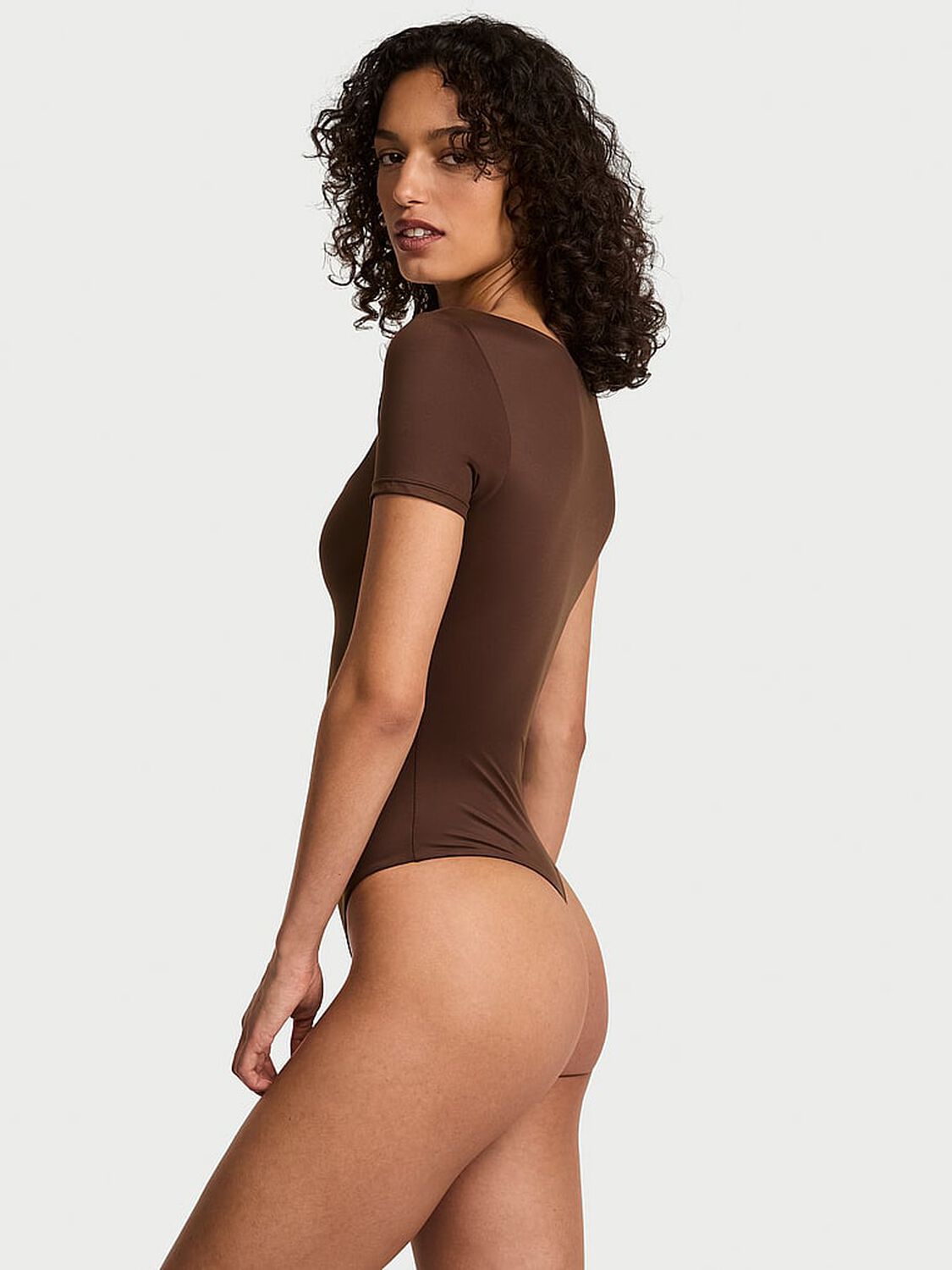 vs Victoria's Secret Bodywear by Victoria with FeatherSoft™ Innovation Square-Neck Bodysuit Ganache 2 of 4 