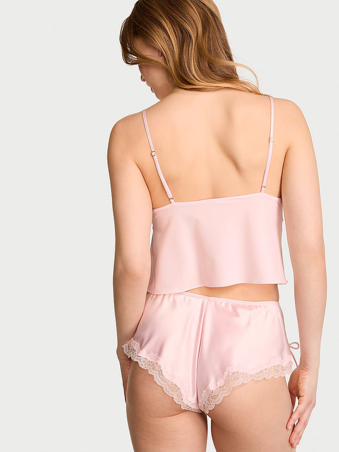 vs Victoria's Secret Tease Satin & Chiffon Flyaway Cami Set Angel Pink 2 of 4 