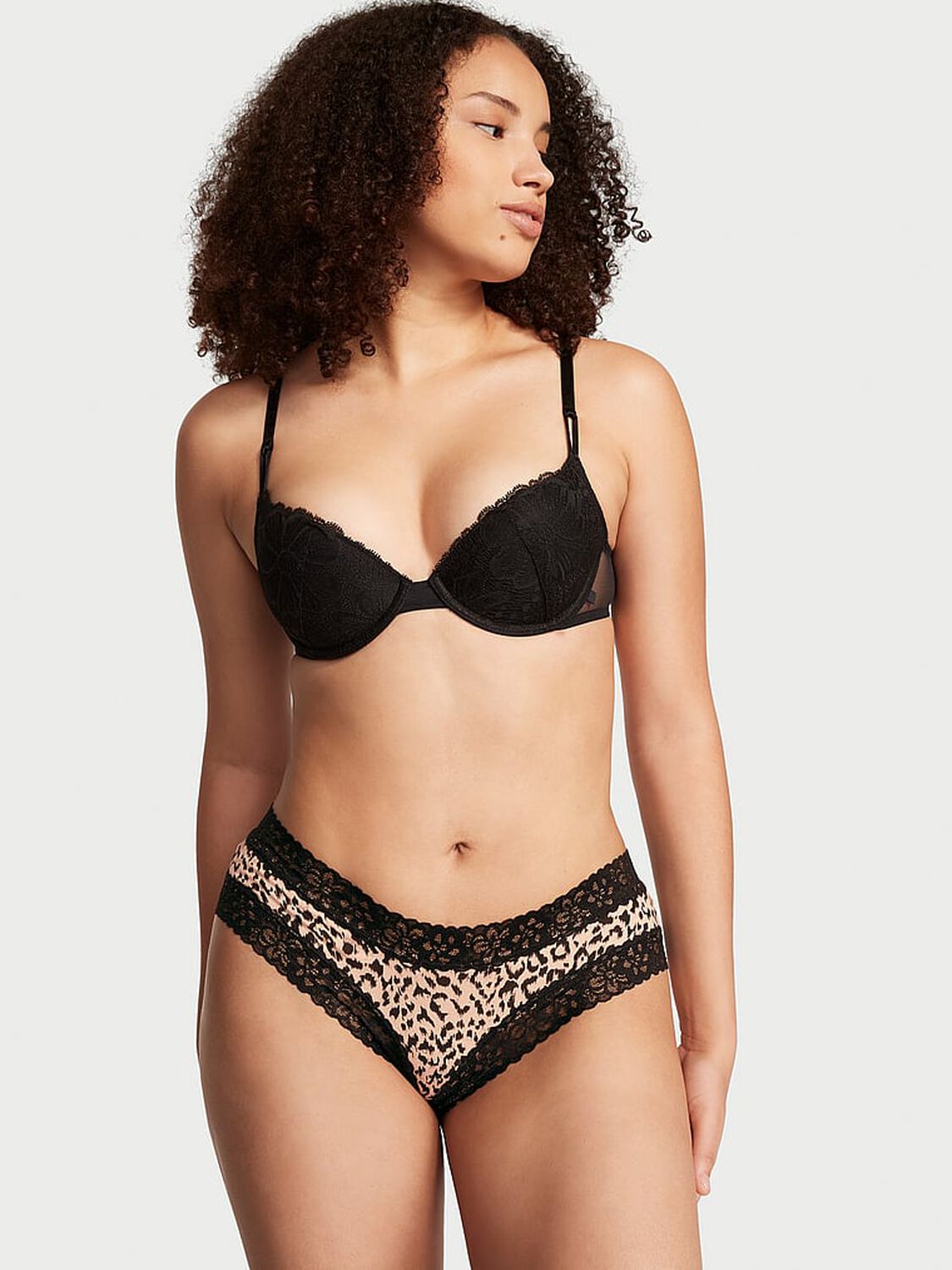vs Victoria's Secret Lace Waist Cotton Cheeky Panty Leopard 1 of 3 