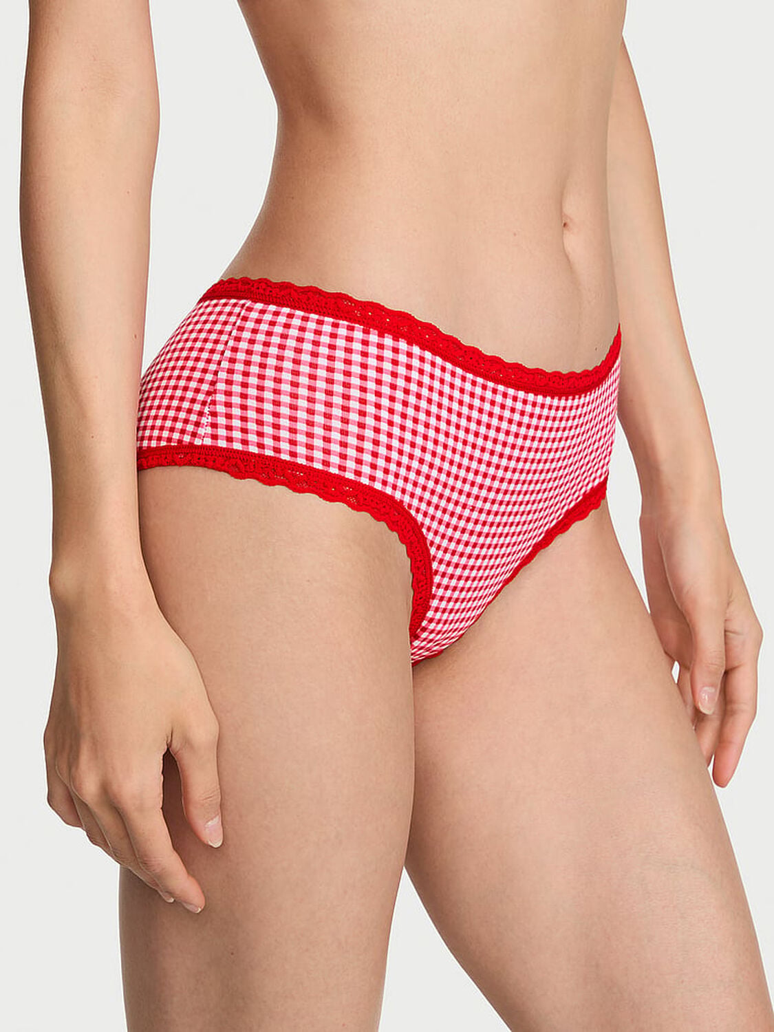 vs Lace Trim Cotton Lace-Waist Cheeky Panty Lipstick 1 of 3 