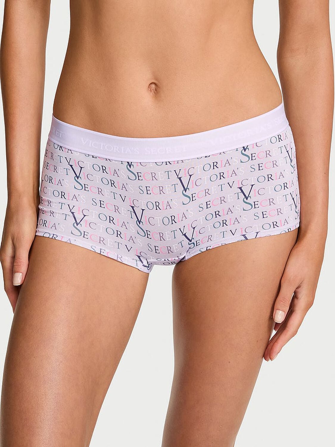 vs Cotton Logo Cotton Boyshort Panty Purple Whisper Heritage 1 of 2 