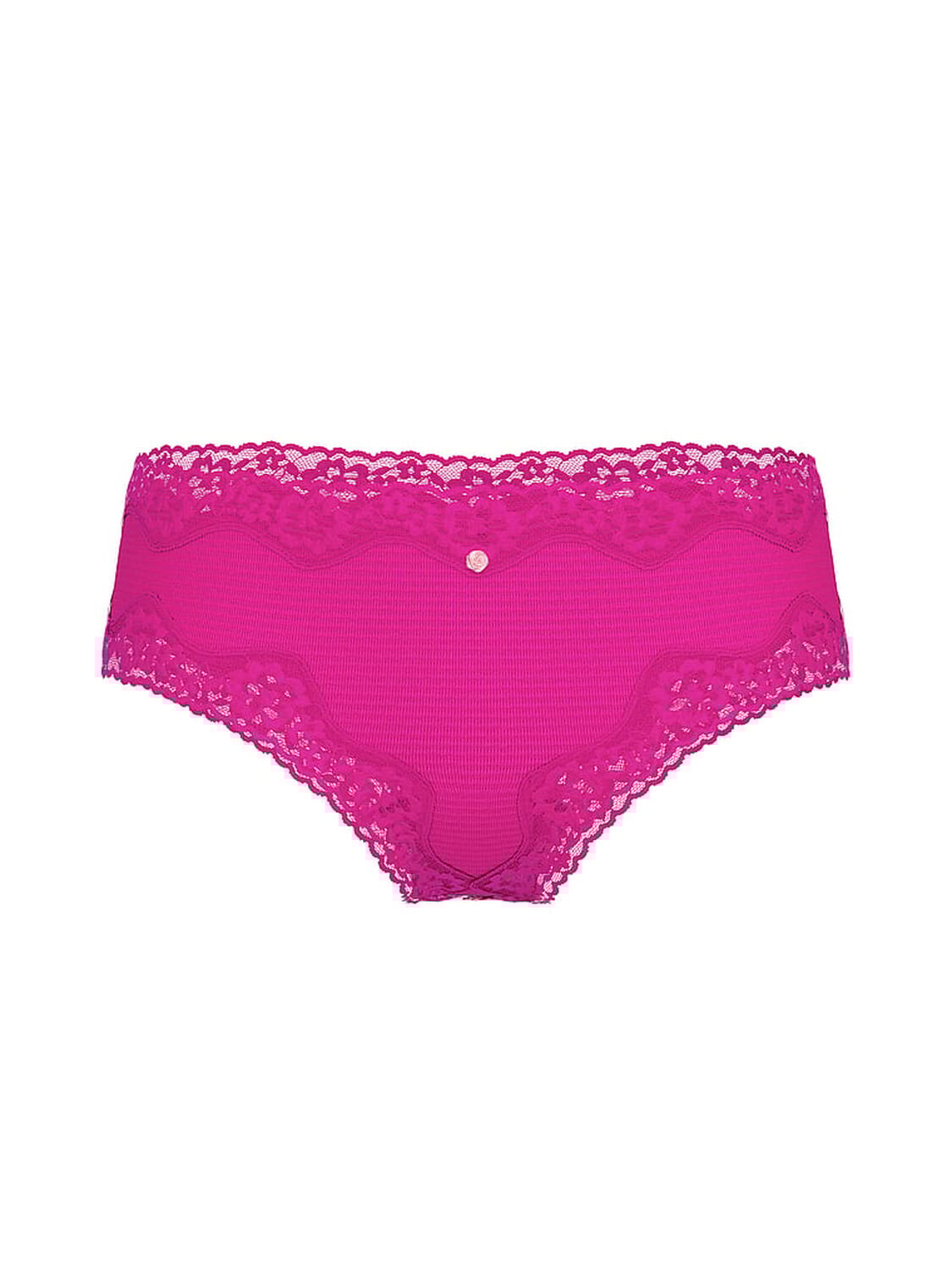 vs Lace Trim Cotton Shadow Stripe Lace-Waist Cheeky Panty Allure Pink 2 of 3 
