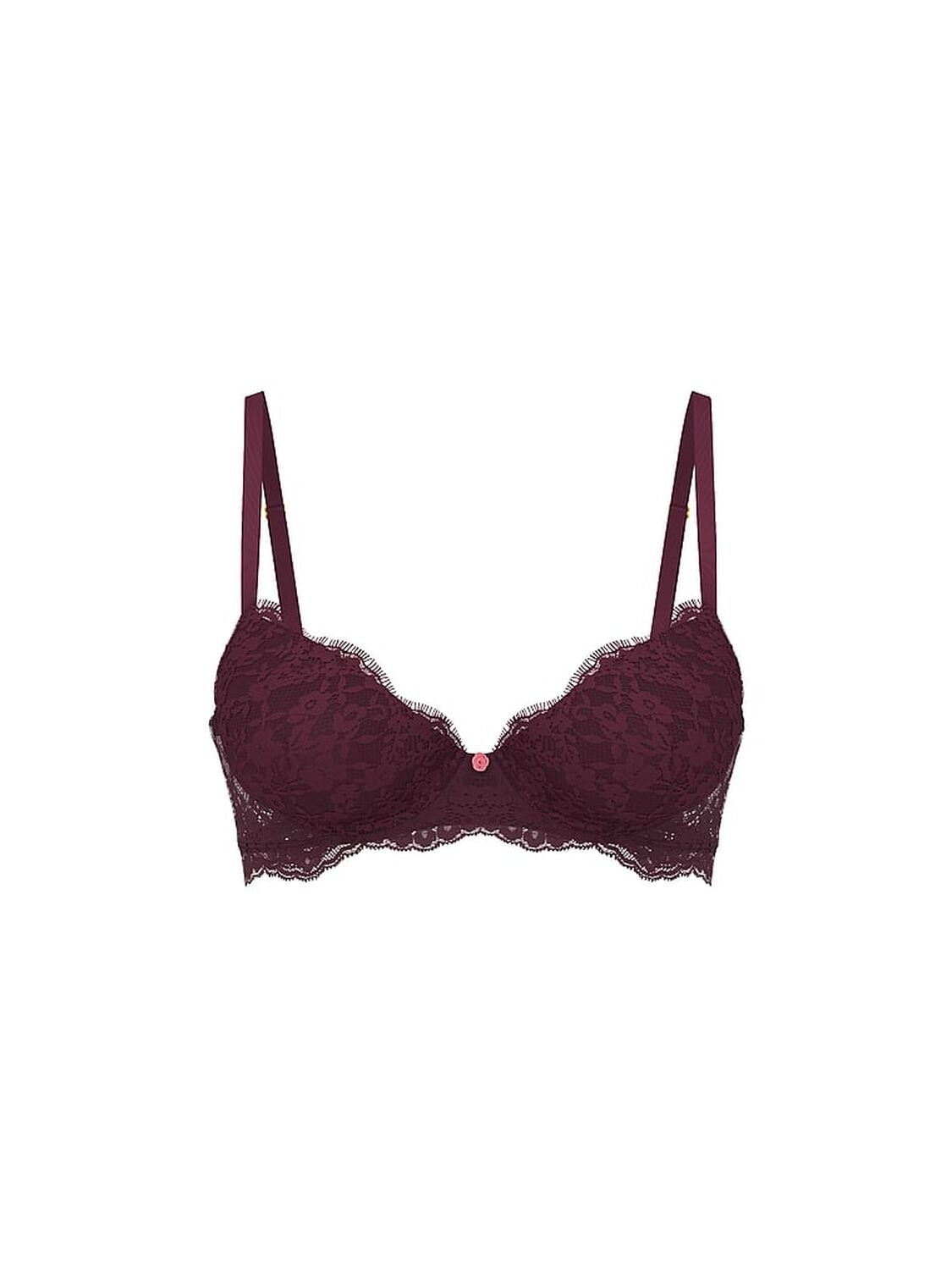vs Dream Angels Lace Lightly Lined Classic Coverage Demi Bra Winter Wine 3 of 3 