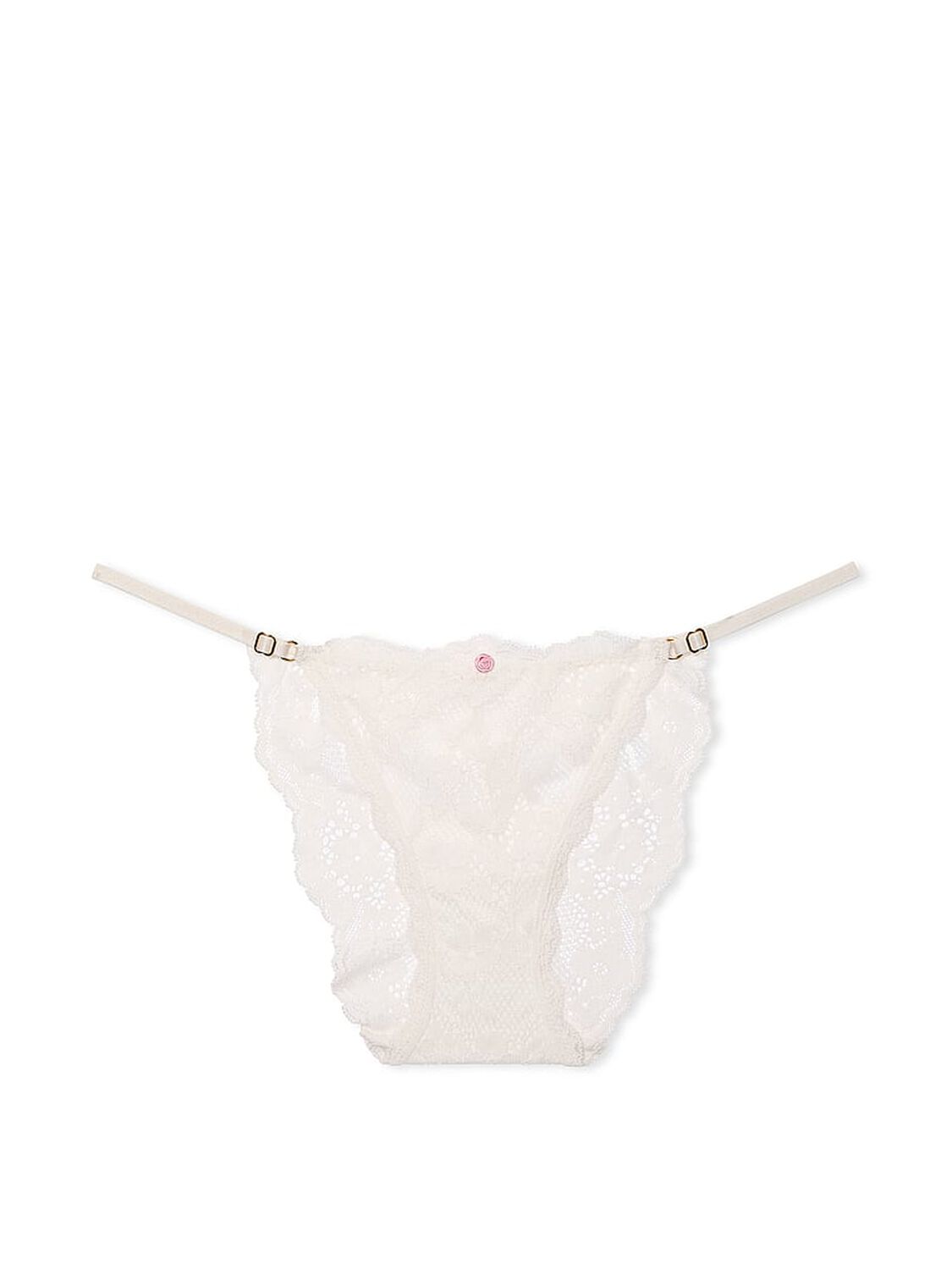 vs Dream Angels Lace Adjustable String Bikini Panty Coconut White 3 of 4 