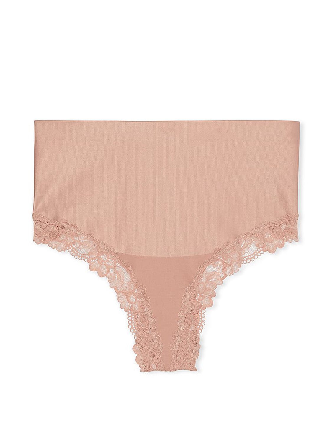 vs Body By Victoria Smoothing Shimmer Lace-Trim Thong Panty Macaron 3 of 3 