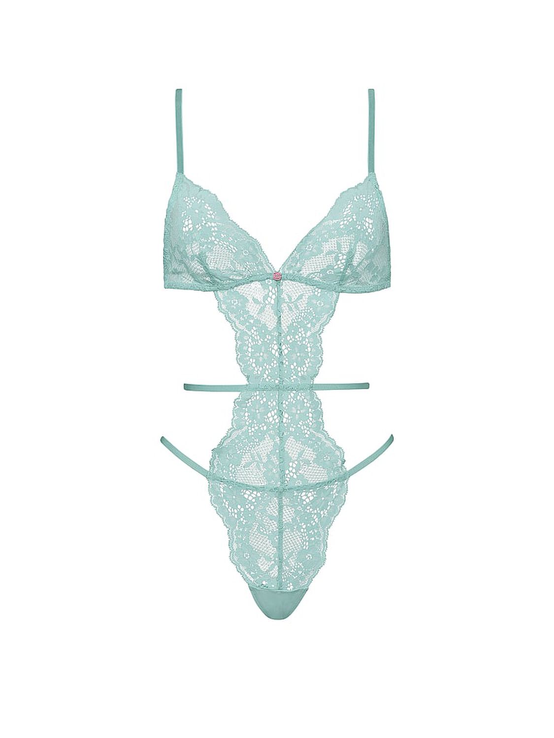 vs Dream Angels Dare to Dream Lace Strappy Triangle Teddy Canal Blue 3 of 3 