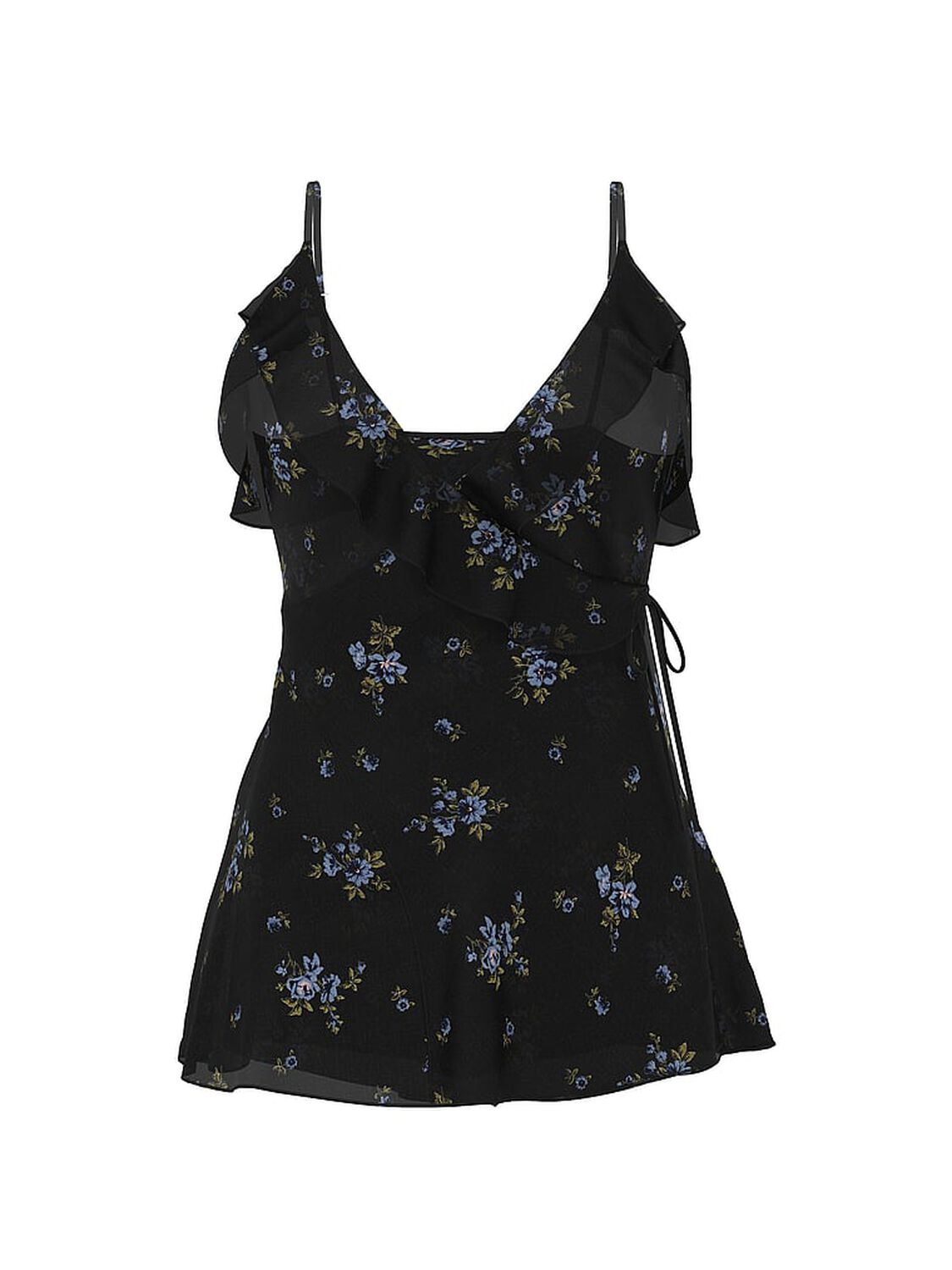 vs Dream Angels Wisteria Sheer Chiffon Babydoll Set Black Floral 3 of 3 