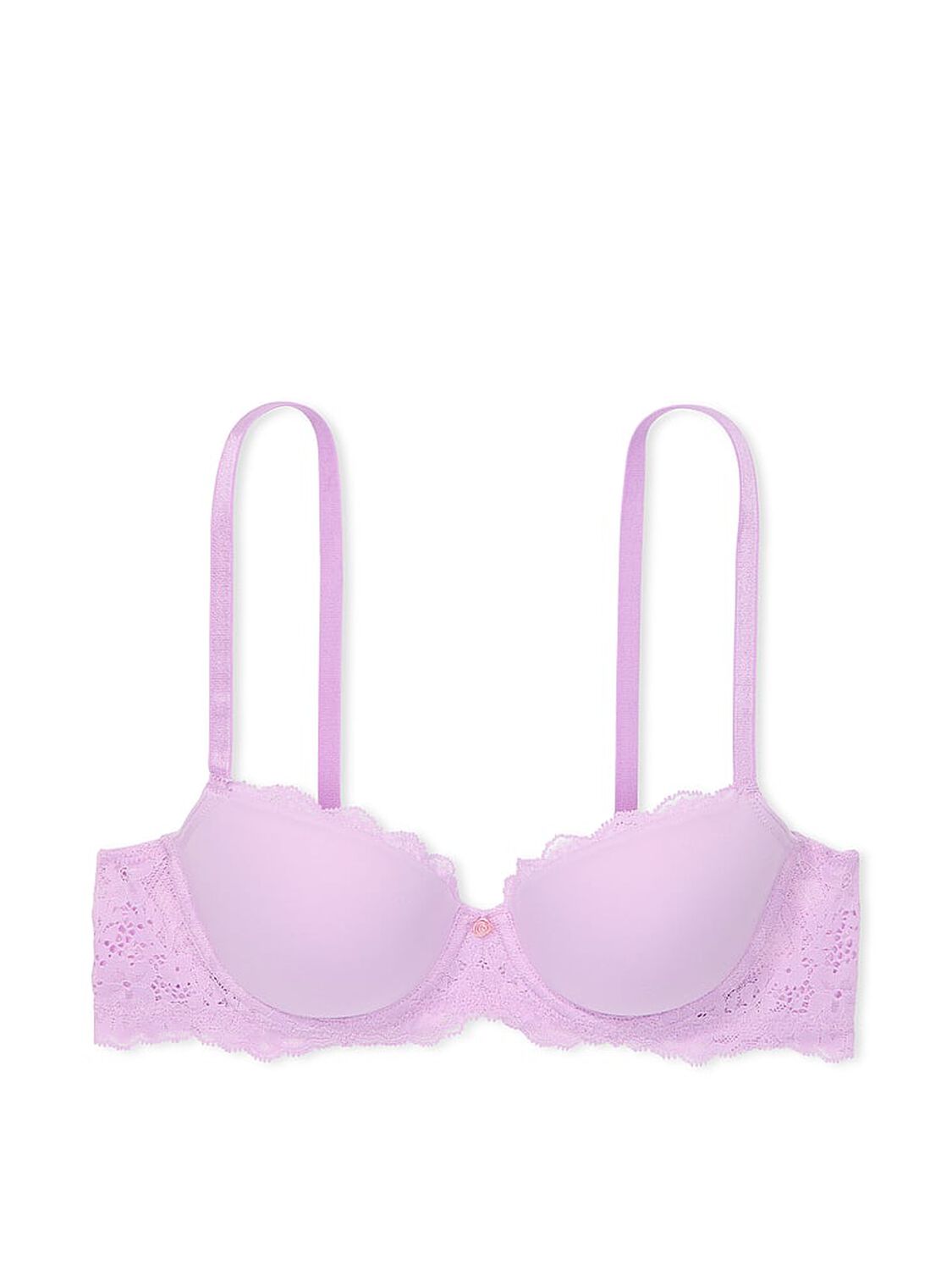 vs Dream Angels Smooth & Lace Lightly Lined Classic Coverage Demi Bra Silky Lilac 3 of 3 