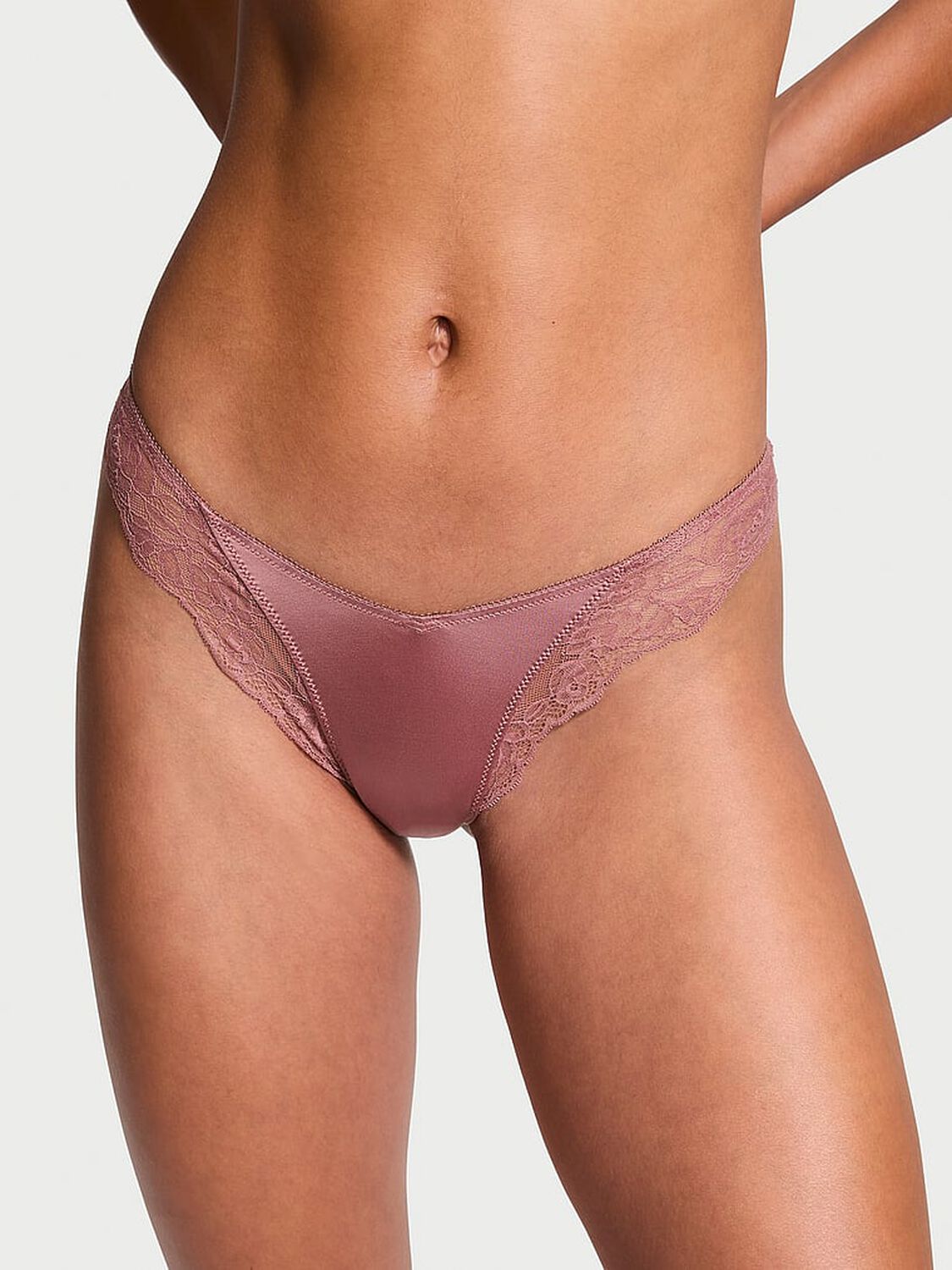 vs Very Sexy Rose Lace-Trim High-Leg Thong Panty Vintage Rose 1 of 3 