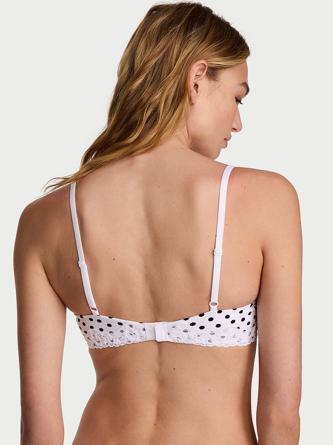 vs The T-Shirt Perfect Shape Cotton Lace-Trim Push-Up Bra White Dots 2 of 3 
