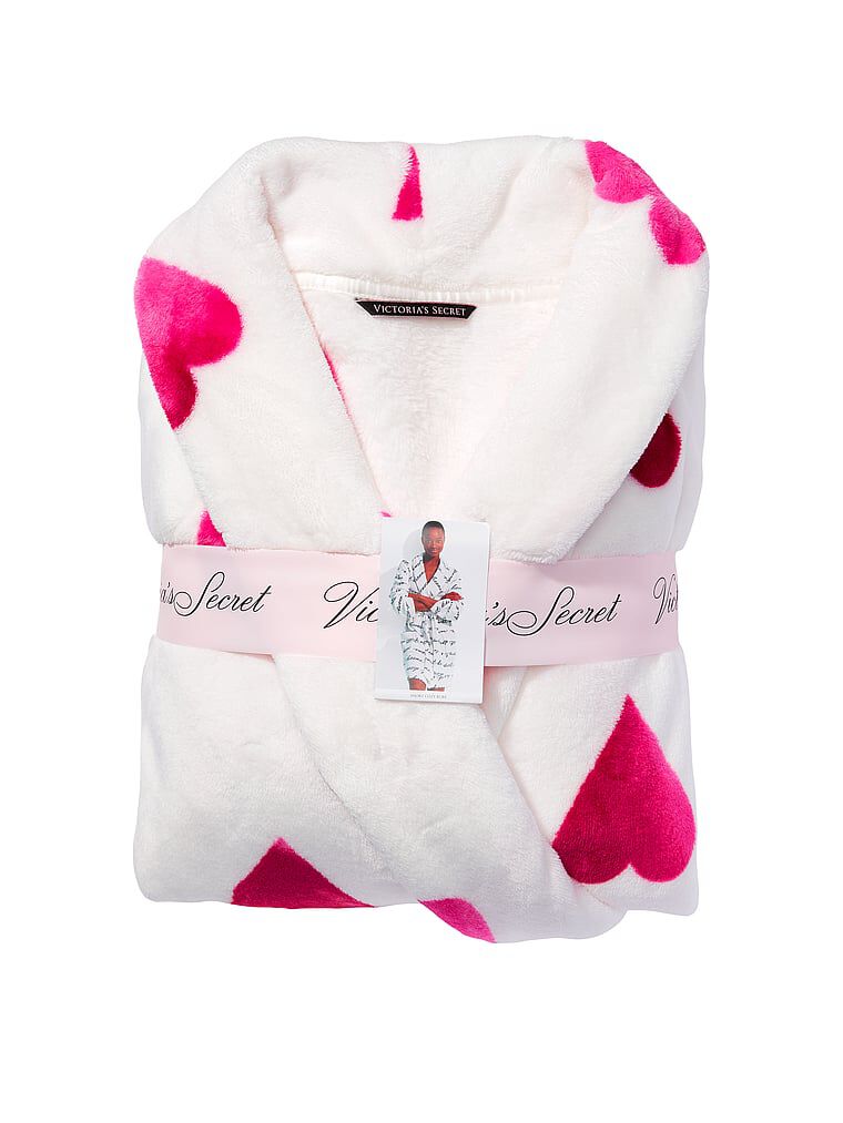 即納Victoria's secret Short Cozy Robe26377737BK/Hart Victoria's Secret Short Cozy Robe Color Black/Red Painted