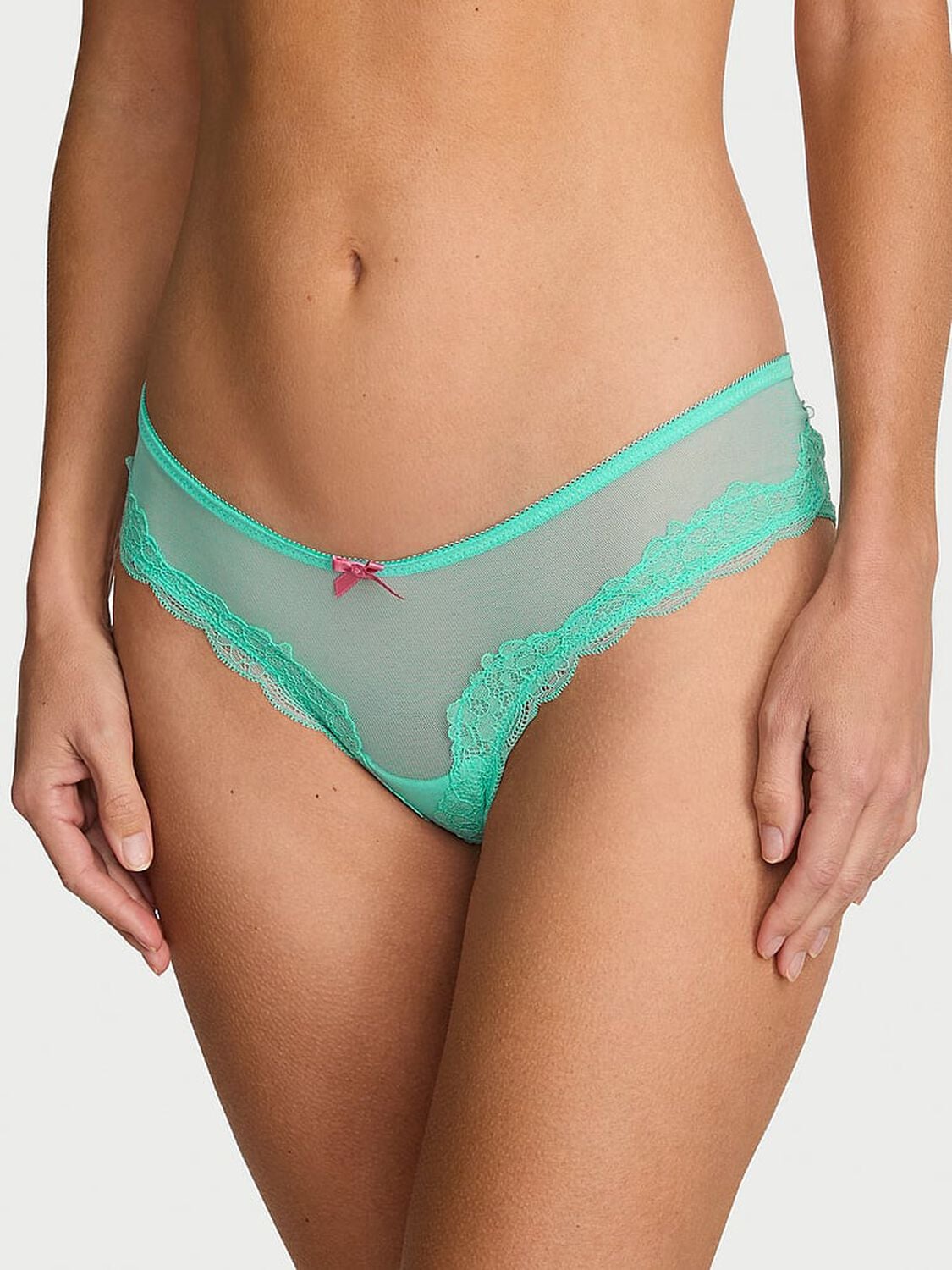vs Victoria's Secret Tease Mesh & Lace Cheeky Panty Scuba Blue 1 of 3 