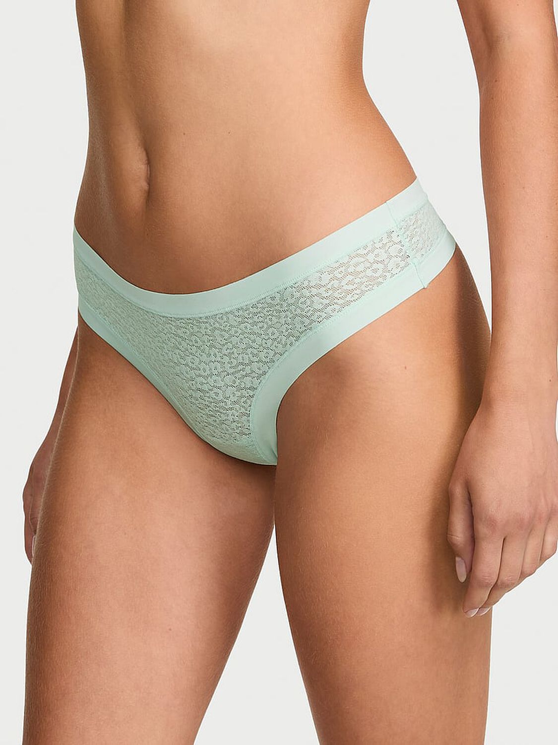 vs No-Show No-Show Leopard Lace Thong Panty Yacht Blue 1 of 3 