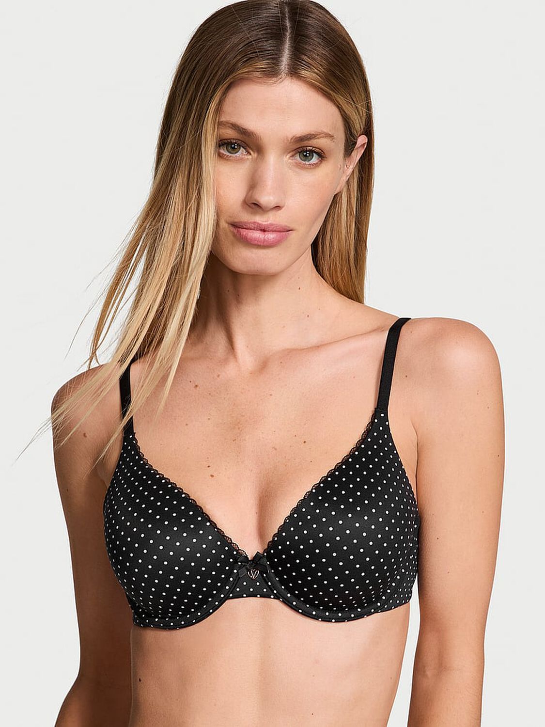 vs Body By Victoria Lightly Lined Full-Coverage Smooth Bra Black Dot Print 1 of 3 