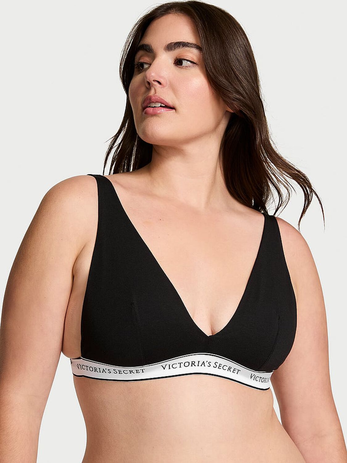 vs The T-Shirt Wireless Cotton Plunge Bralette Black 1 of 3 
