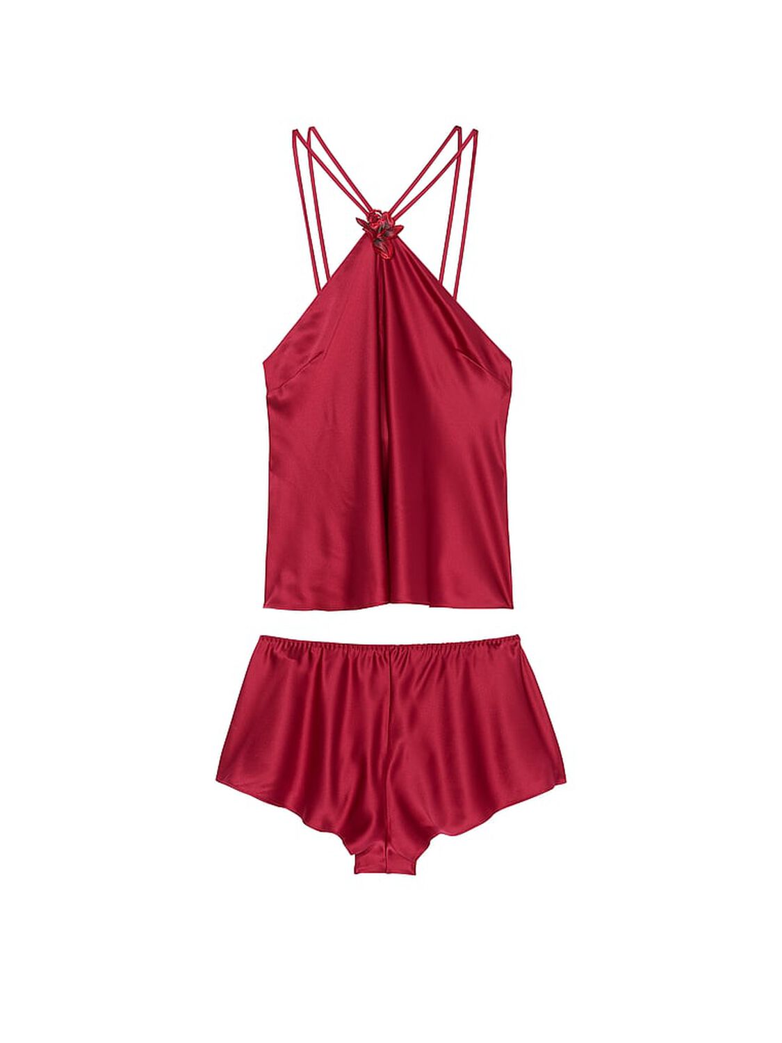 vs Victoria's Secret Red Rose Halter Cami & Flutter Shorts Set Red Lacquer 3 of 3 