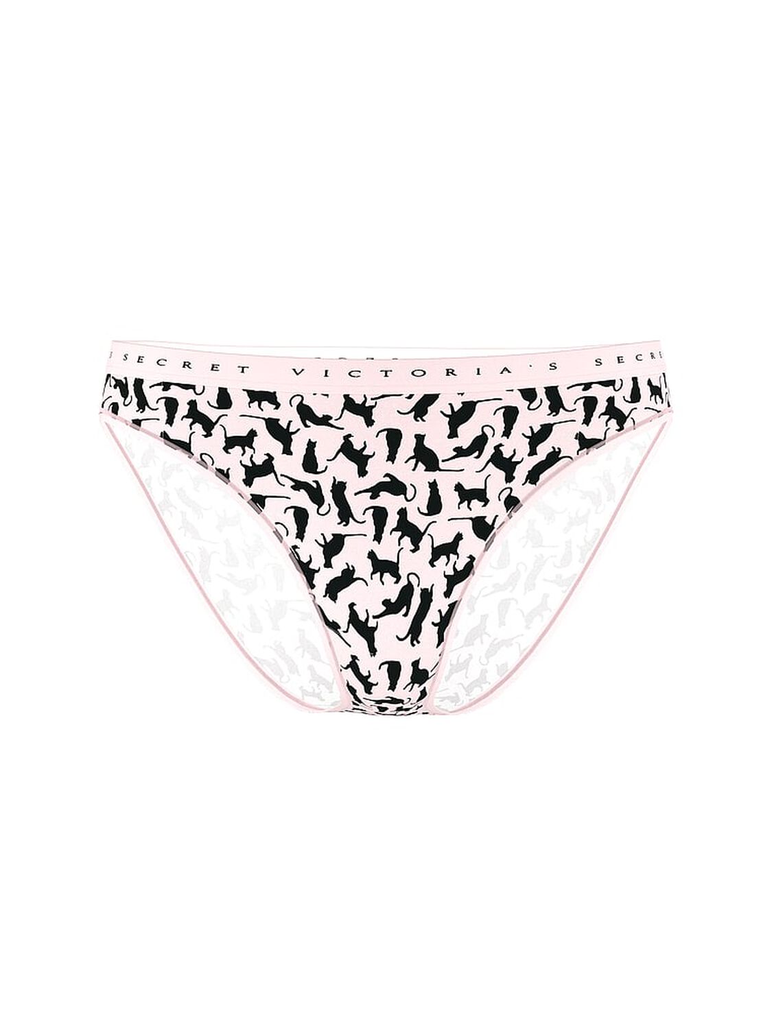vs Victoria's Secret Stretch Cotton Bikini Panty Angel Pink Cats 1 of 2 