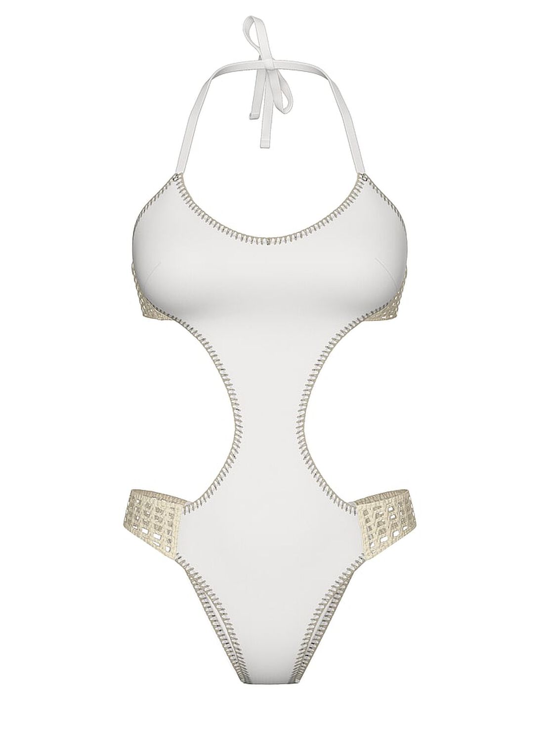vs Victoria's Secret Swim Archives Crochet Scuba Cheeky Monokini One-Piece Swimsuit Coconut White 3 of 5 