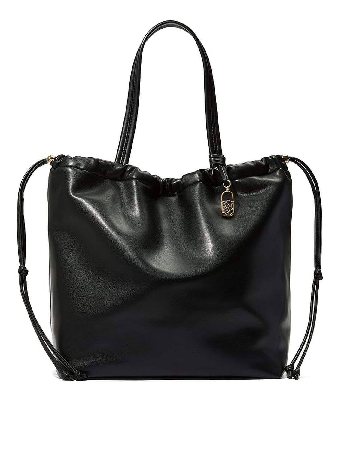 vs Victoria's Secret Luxe Cinched Carryall Tote Black Nappa 1 of 2 