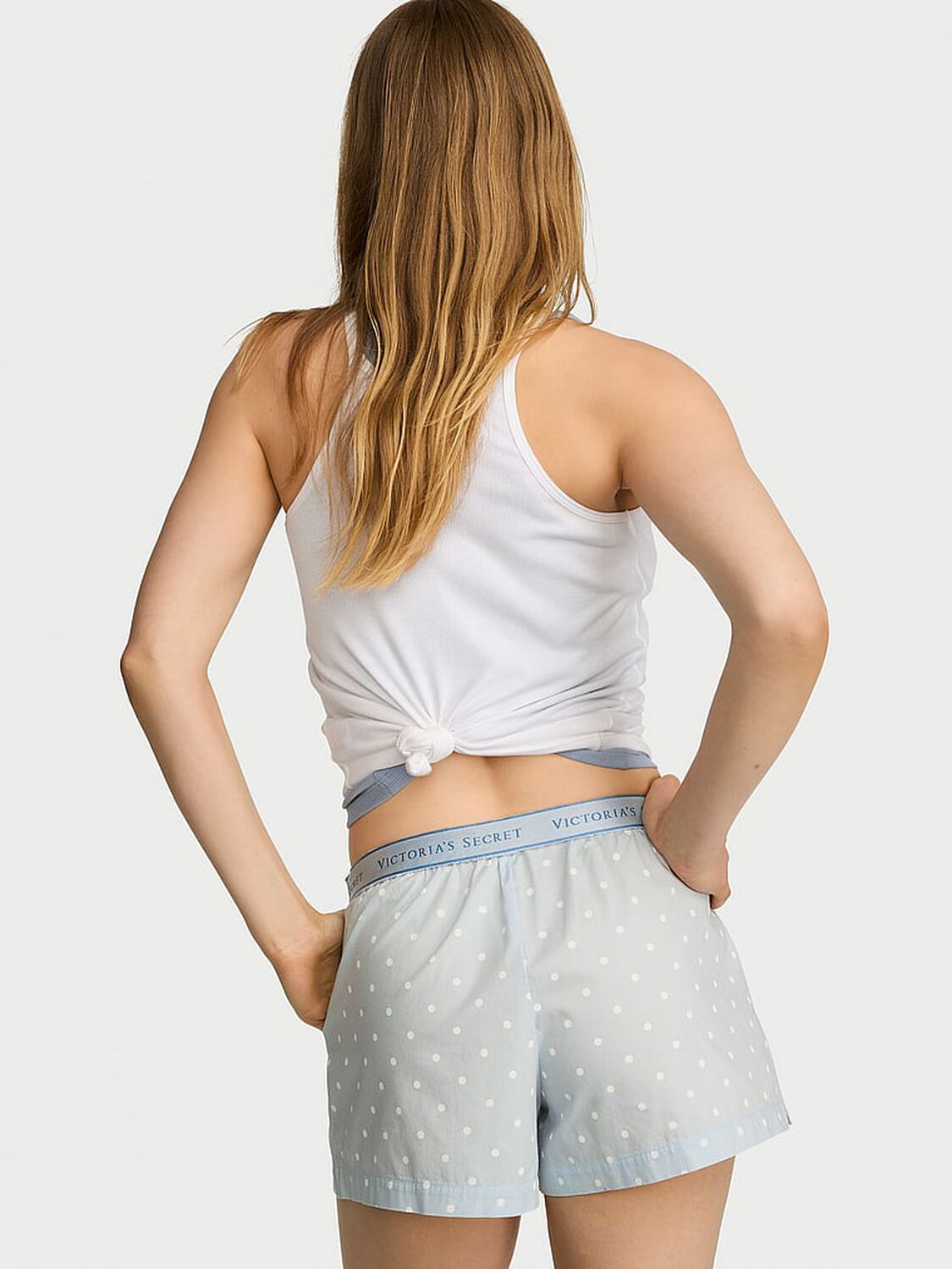 vs Victoria's Secret Mix & Match Sleep Heritage Cotton Pajama Shorts Linen Blue 2 of 3 