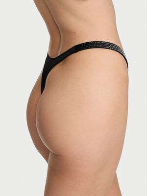 Ombr&eacute; Stripe Shine Strap Thong Panty